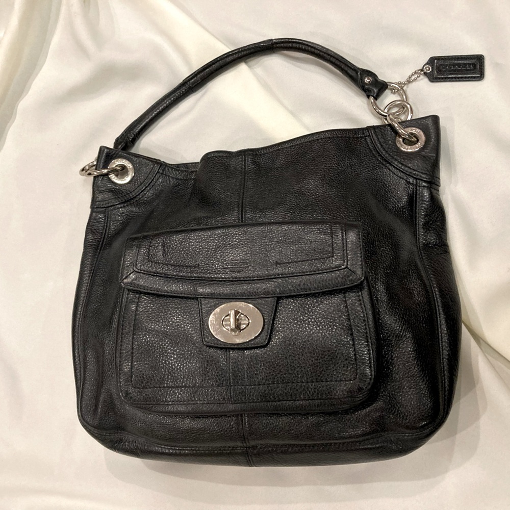 Black leather Coach purse